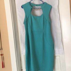 Bisou bisou light blue dress with metal necklace